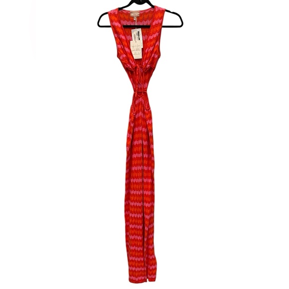 NWT Show Me Your Mumu Maizy Cut Out Dress Orange Pink Maxi Knit Size XS - Picture 2 of 6